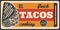 Tacos Mexican fastfood menu, retro vector poster