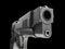 Tactical modern semi - automatic pistol - steel finish - extreme closeup shot