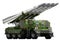 Tactical short range ballistic missile with forest camouflage with fictional design - isolated object on white background. 3d illu