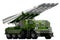 Tactical short range ballistic missile with pixel forest camouflage with fictional design - isolated object on white background. 3