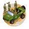 Tactical vehicle of special operations forces. Illustration isometric icons on isolated background