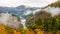 Tadami river and brige in autumn season.