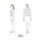 Tadasana or Mountain Pose. Front and Side View. Vector