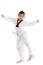 Tae Kwon Do Asian girl on white background.