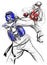 Tae-Kwon Do. An full sized hand drawn illustration