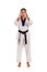 Tae-kwon-do girl two open hands stance full length