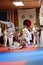 Tae Kwon Do students test for belts