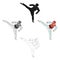 Taekwondo fighter in white kimono and red protection sports.Olympic sports single icon in cartoon style vector symbol