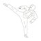 Taekwondo fighter in white kimono and red protection sports.Olympic sports single icon in outline style vector symbol
