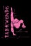 Taekwondo girl pink black stencil silhouette drawing.Martial arts