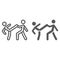 Taekwondo line and glyph icon, sport and martial, fighters sign, vector graphics, a linear pattern on a white background