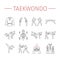 Taekwondo line icons set. Vector sports signs.