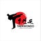 Taekwondo logo fight Design Vector . Karate Logo Mascot Design Template