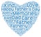 Tag cloud of father\'s day in the shape of blue heart