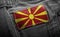 Tag on dark clothing in the form of the flag of the Macedonia