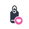 Tag icon, business icon with heart sign. Tag icon and favorite, like, love, care symbol