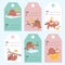 Tag and label with cute sloth,tree,orange,cherry