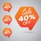Tag for Marketing Retail Element Design 40% 45% Sale, Disc, Off on Cheerful Orange