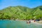 TAGANGA, COLOMBIA - OCTOBER 19, 2017: Unidentified tourists at the beautiful caribbean beach during a beautiful sunny