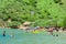 TAGANGA, COLOMBIA - OCTOBER 19, 2017: Unidentified tourists at the beautiful caribbean beach during a beautiful sunny