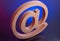 Tagging Email Symbol made with Wooden letter on color light backgronud.