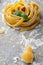 Tagliatelle italian pasta nest closeup