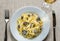 Tagliatelle with morel mushrooms