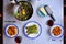 Tagliatelle Pasta with Bolognese Sauce, Baked Asparagus, parmesan cheese, salad and red wine