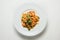 Tagliatelle with salmon,pasta eat Italy