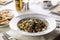 Tagliatelle with tzpical Italian sausage and wild mushrooms