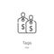 tags icon vector from mall collection. Thin line tags outline icon vector illustration. Outline, thin line tags icon for website