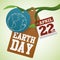 Tags and Labels for Earth Day Commemoration in a Branch, Vector Illustration