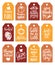 Tags with lettering and illustrations for Thanksgiving Day. Vector drawn and handwritten labels of Happy Fall etc.