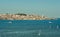 Tagus River with ships in Portugal and the city of Lisbon