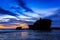 Tahah Lot Temple and ocean waves at sunset, Bali