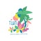 Tahiti island logo template original design, exotic summer holiday badge, label for a travel agency, element for design