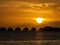 Tahiti resort overwater huts colorful sunset, villas and bungalow, French Polynesia