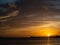 Tahiti resort overwater huts colorful sunset, villas and bungalow, French Polynesia