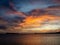 Tahiti resort overwater huts colorful sunset, villas and bungalow, French Polynesia