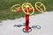 Tai chi spinner colorful red and yellow outdoor public park fitness exercising equipment with four rotary wheels in public park