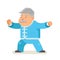 Taichi wushu kungfu fitness healthy activities grandfather adult old age man character cartoon flat design vector