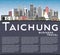 Taichung Taiwan City Skyline with Gray Buildings, Blue Sky and Copy Space