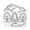 taiga landscape line icon vector illustration