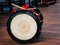 Taiko drums o-kedo on scene background. Culture of Asia Korea, Japan, China.