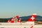 Tail fins of airplanes - airline Swiss and Edelweiss