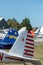 Tail of several vintage planes lined up