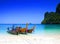 tailboats by the shore at Hong Island, Thailand