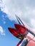 Taillight of an old classic American car, wide angle shot, sunny summer day