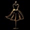 Tailor dummy fashion icon on black background. Atelier, designer, constructor, dressmaker object. Gold sparkling Couture symbol, s