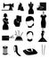 Tailor fashion designer icons set